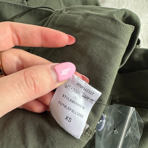 NWT LE Local European Cargo Maxi Skirt Raw Hem Side Slit Utility Pockets Olive - Picture 4 of 11